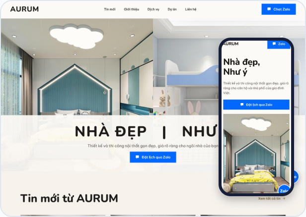 Mẫu website Light L-02 — AURUM Nội Thất