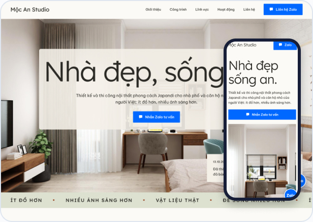 Mẫu website Light L-03 — Mộc An Studio