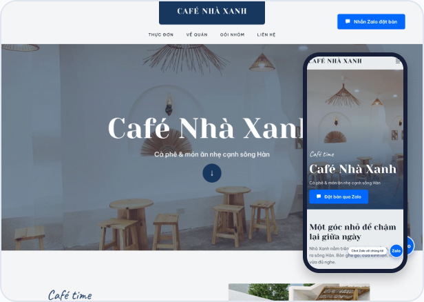 Mẫu website Light L-10 — Nhà Xanh Café