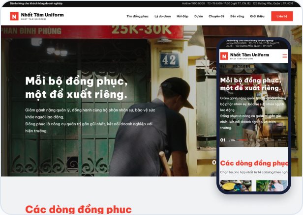 Mẫu website Light L-12 — Nhất Tâm Uniform